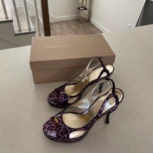 Georgina Goodman Purple Leopard Open Toe Sling-backs. 40.5 EU